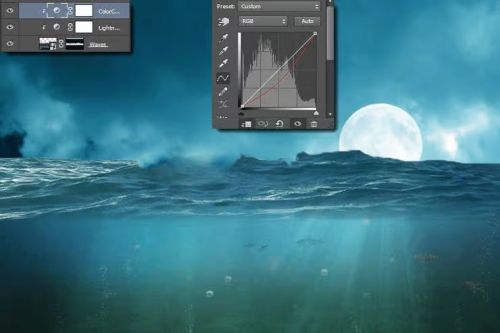 آموزش طراحی صحنه شکار کوسه در فتوشاپ